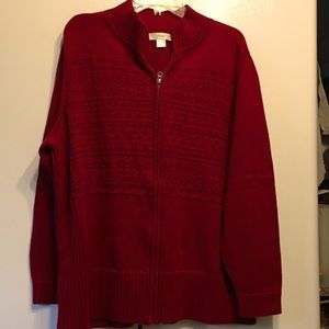 CJBanks 2X red zipper cotton cardigan excellent vintage?
